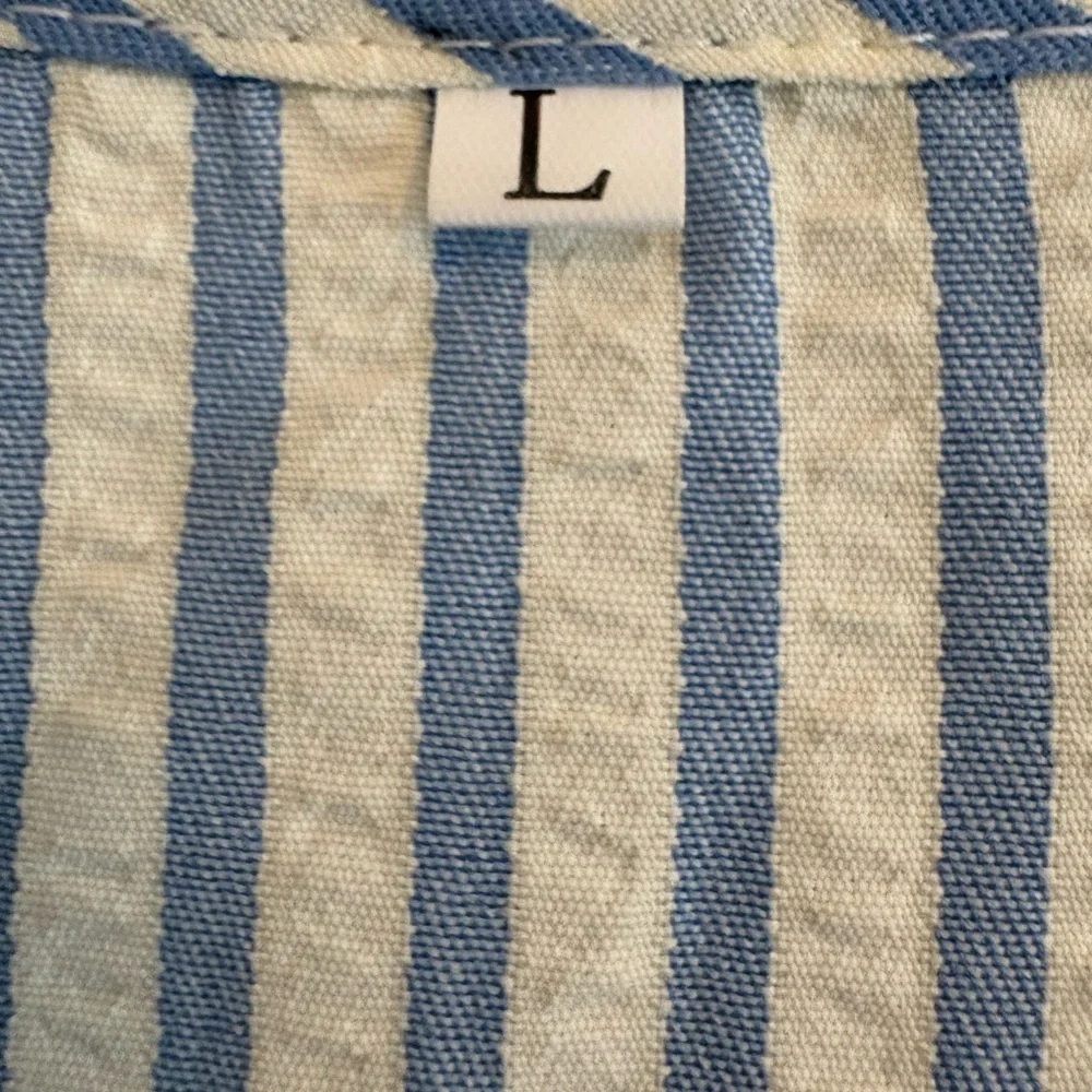 Striped‎ Blue and Green Floral Blouse